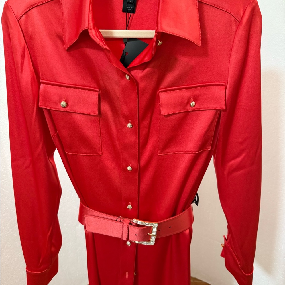 St. John Vibrant Red Shirt Dress